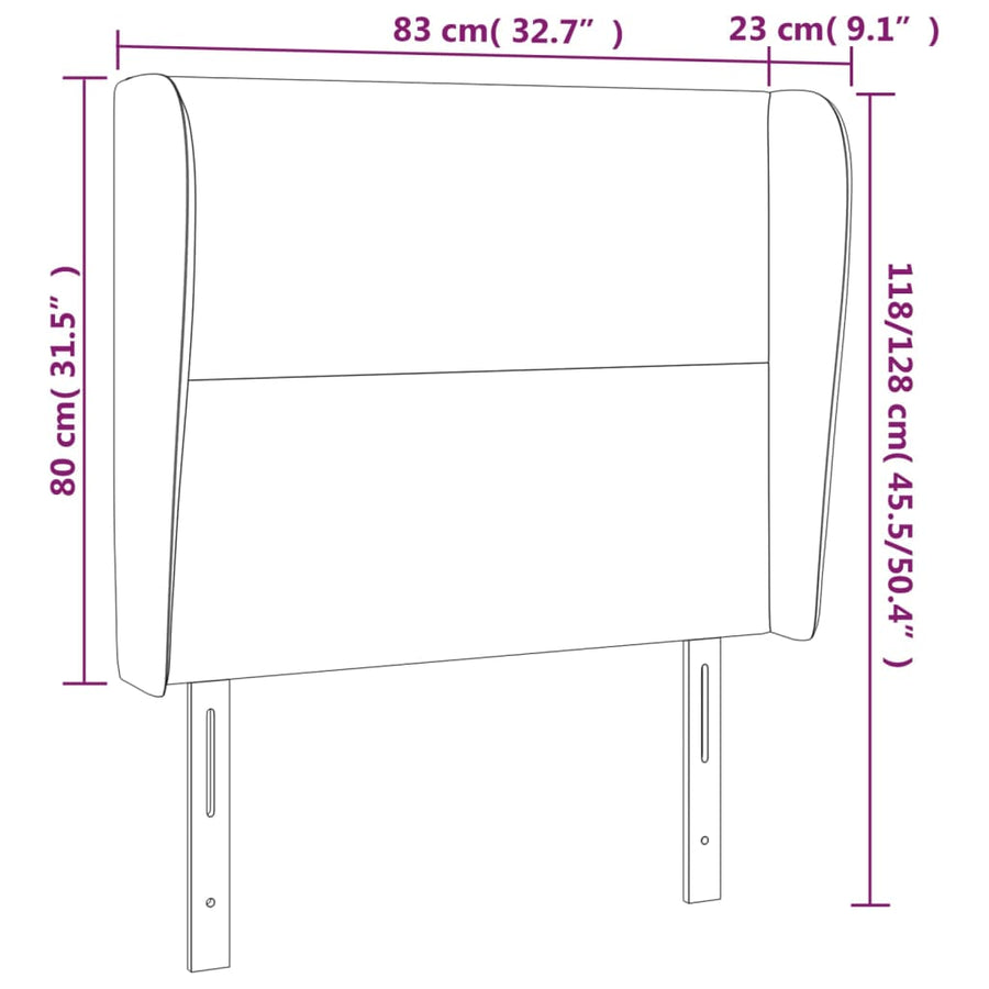 Hoofdbord met randen 83x23x118/128 cm stof zwart 83 x 23 x 118/128 cm Zwart