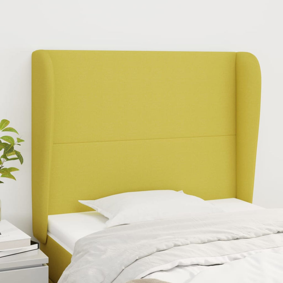 Hoofdbord Met Randen 147X23X118/128 Cm Stof Groen