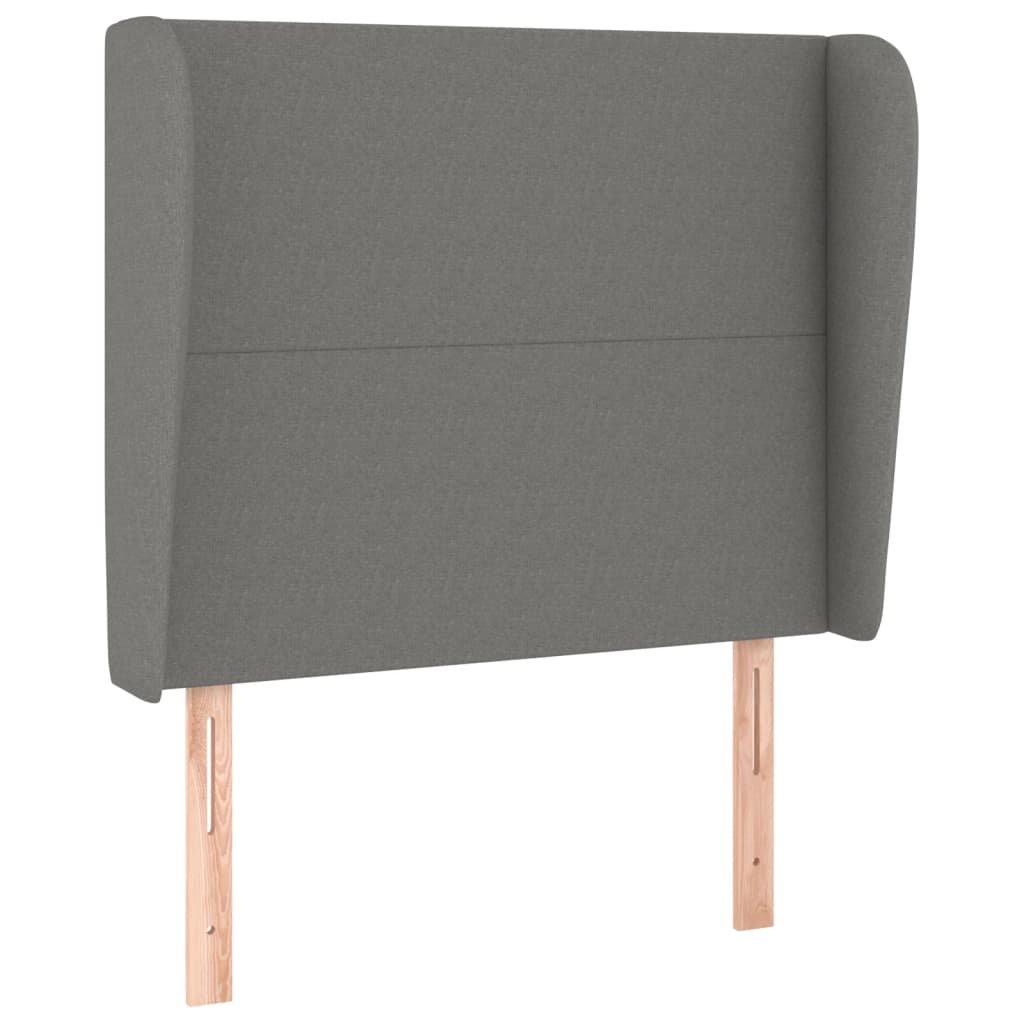 Hoofdbord met randen 93x23x118/128 cm stof donkergrijs 93 x 23 x 118/128 cm Donkergrijs
