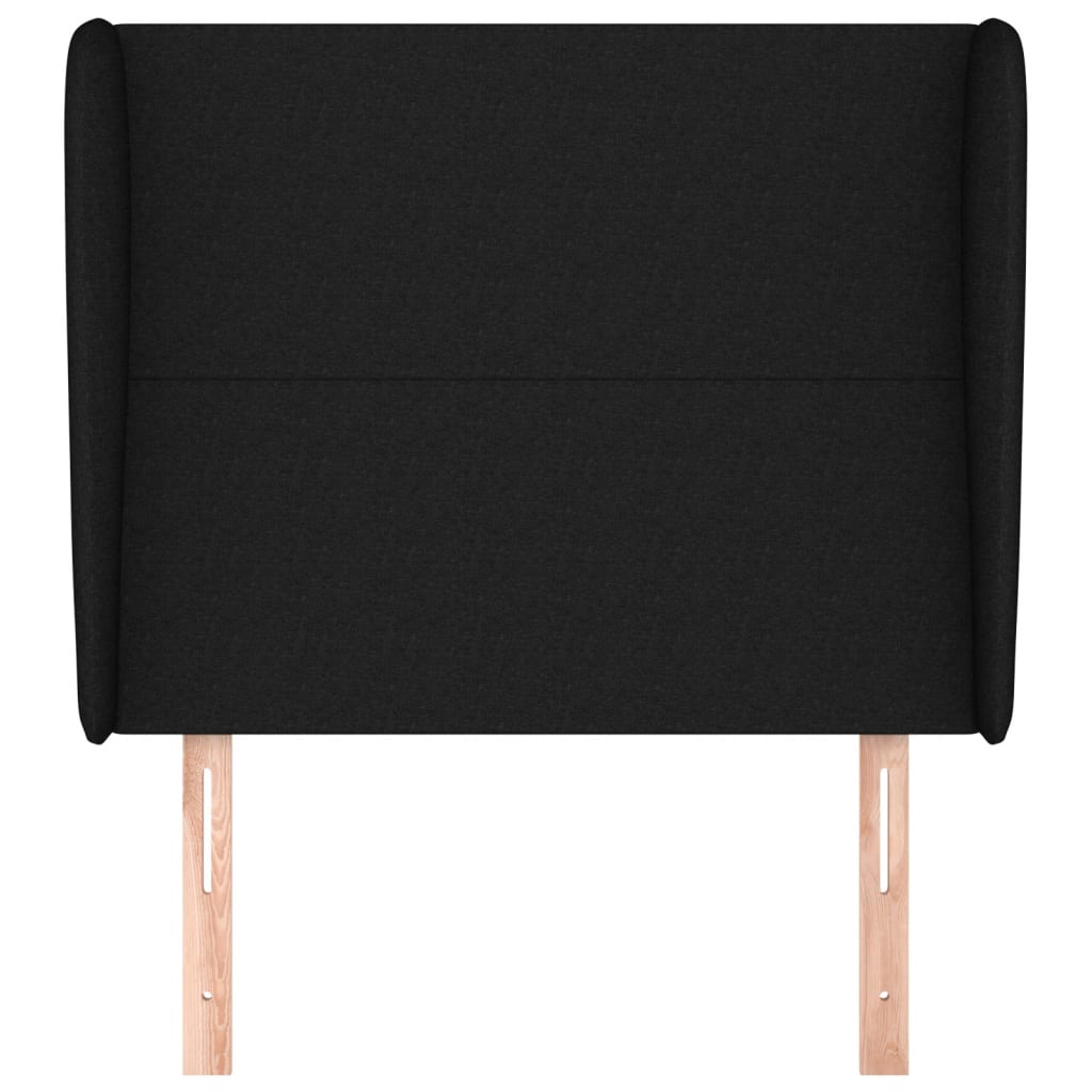 Hoofdbord met randen 93x23x118/128 cm stof zwart 93 x 23 x 118/128 cm Zwart