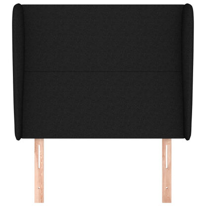 Hoofdbord met randen 93x23x118/128 cm stof zwart 93 x 23 x 118/128 cm Zwart