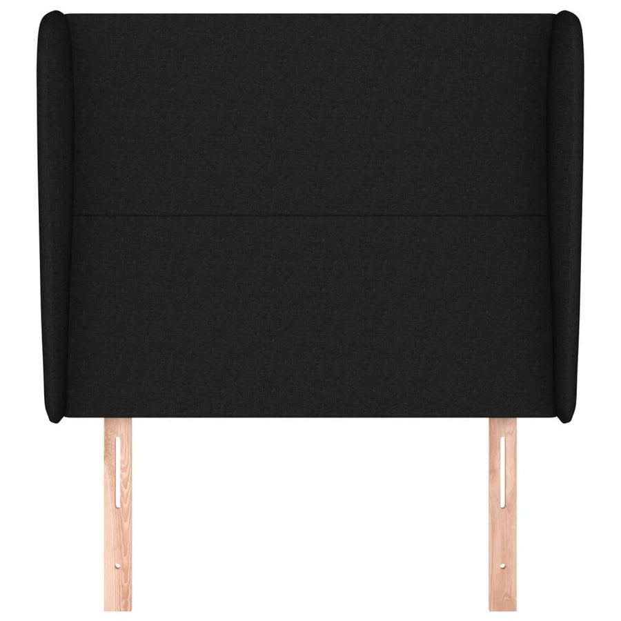 Hoofdbord met randen 93x23x118/128 cm stof zwart 93 x 23 x 118/128 cm Zwart