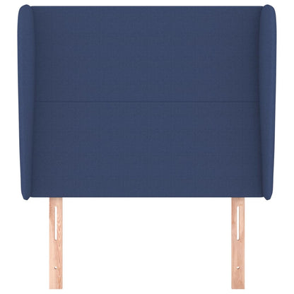 Hoofdbord met randen 93x23x118/128 cm stof blauw 93 x 23 x 118/128 cm Blauw