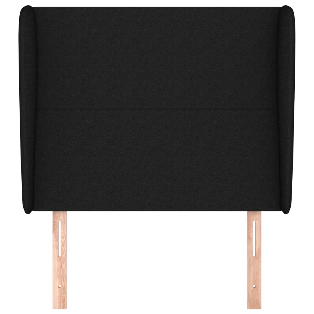 Hoofdbord met randen 103x23x118/128 cm stof zwart 103 x 23 x 118/128 cm Zwart
