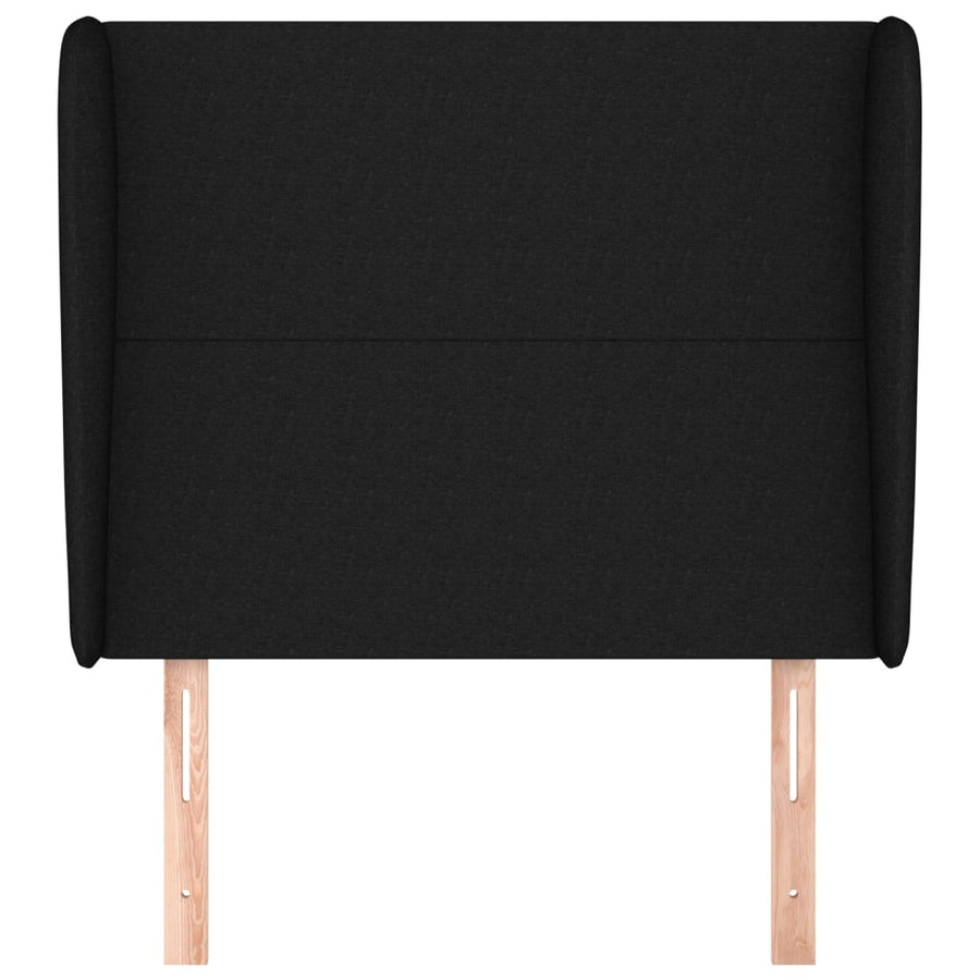 Hoofdbord met randen 103x23x118/128 cm stof zwart 103 x 23 x 118/128 cm Zwart