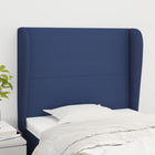 Hoofdbord met randen 103x23x118/128 cm stof blauw 103 x 23 x 118/128 cm Blauw