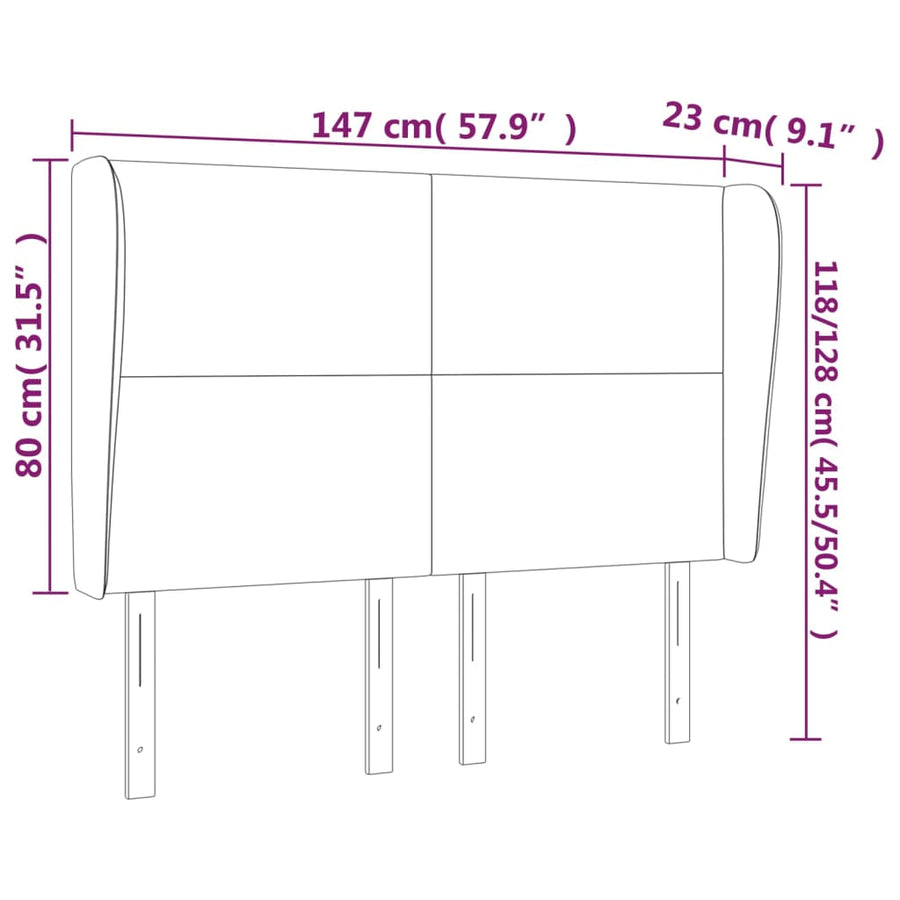 Hoofdbord Met Randen Stof 147 x 23 x 118/128 cm Zwart