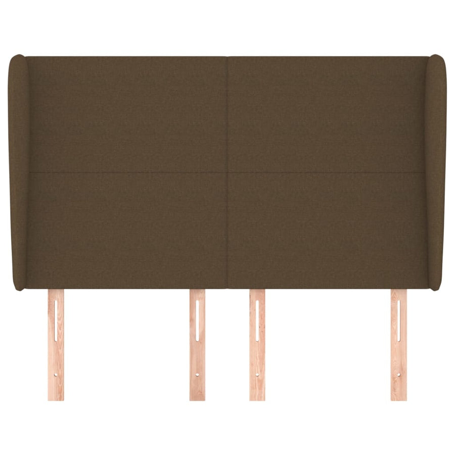 Hoofdbord Met Randen 147X23X118/128 Cm Stof Donkerbruin