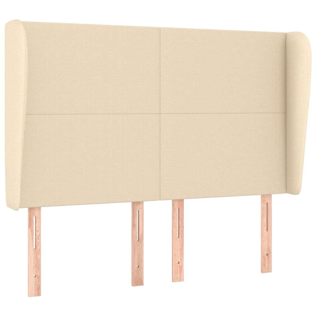 Hoofdbord met randen 147x23x118/128 cm stof crèmekleurig 147 x 23 x 118/128 cm Crème