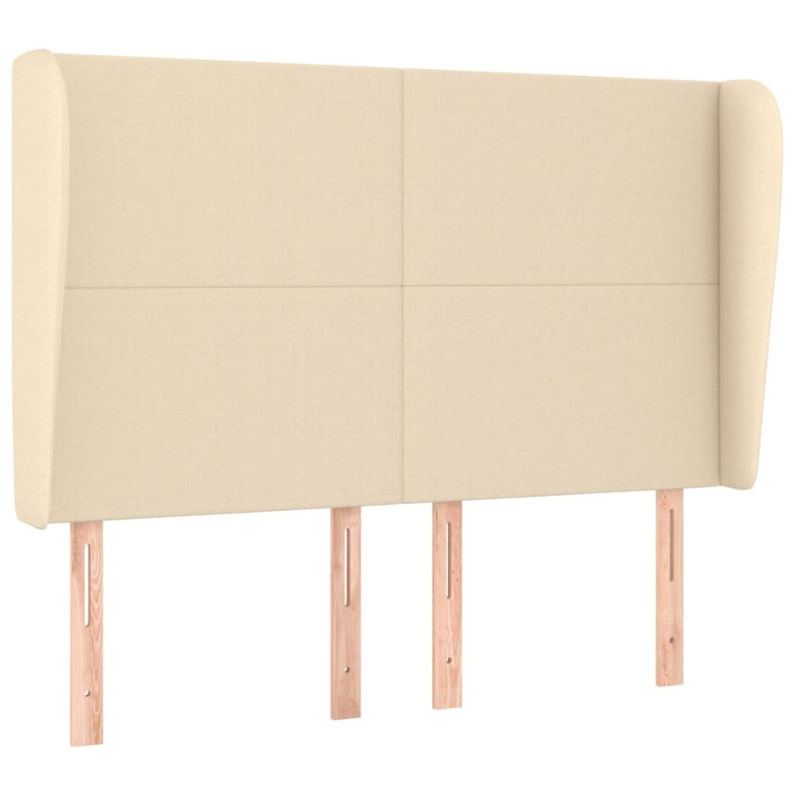 Hoofdbord met randen 147x23x118/128 cm stof crèmekleurig 147 x 23 x 118/128 cm Crème