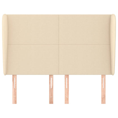 Hoofdbord met randen 147x23x118/128 cm stof crèmekleurig 147 x 23 x 118/128 cm Crème