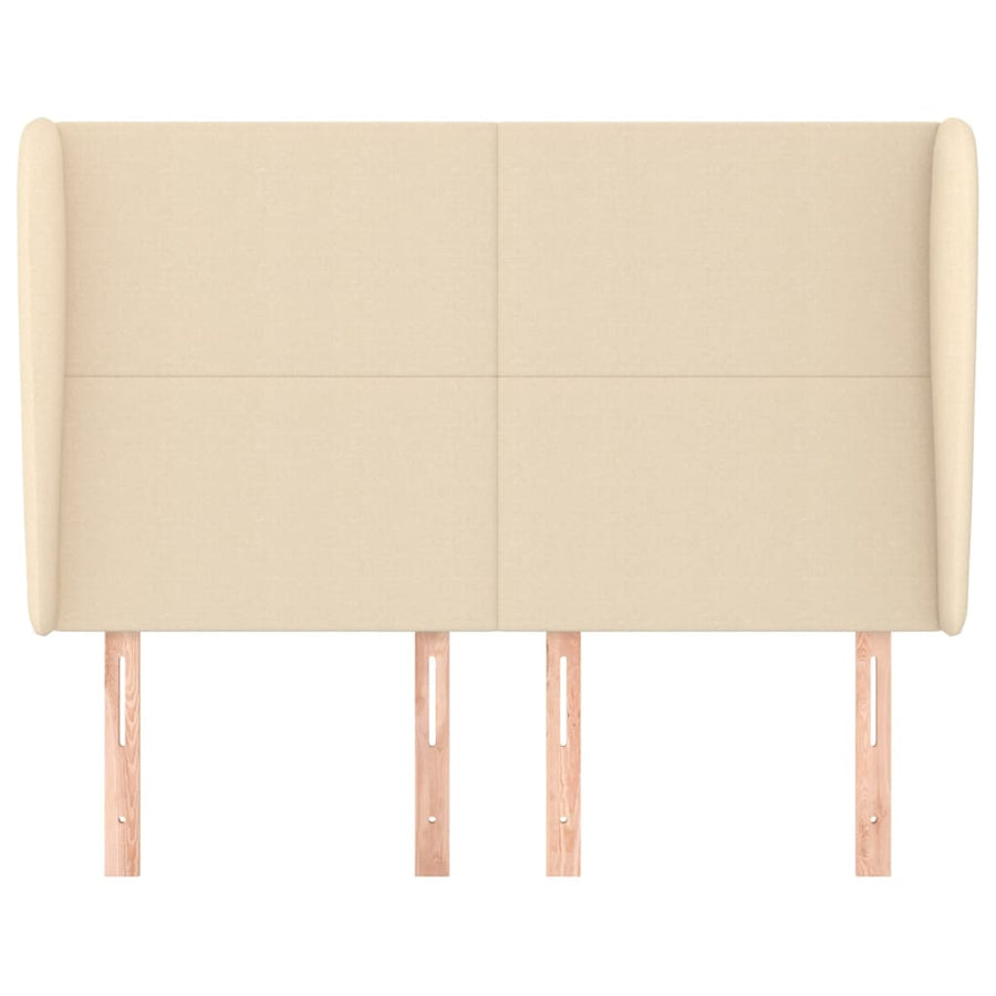 Hoofdbord met randen 147x23x118/128 cm stof crèmekleurig 147 x 23 x 118/128 cm Crème