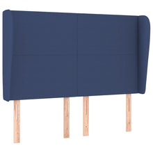 Hoofdbord met randen 147x23x118/128 cm stof blauw 147 x 23 x 118/128 cm Blauw