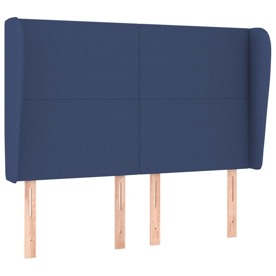 Hoofdbord met randen 147x23x118/128 cm stof blauw 147 x 23 x 118/128 cm Blauw