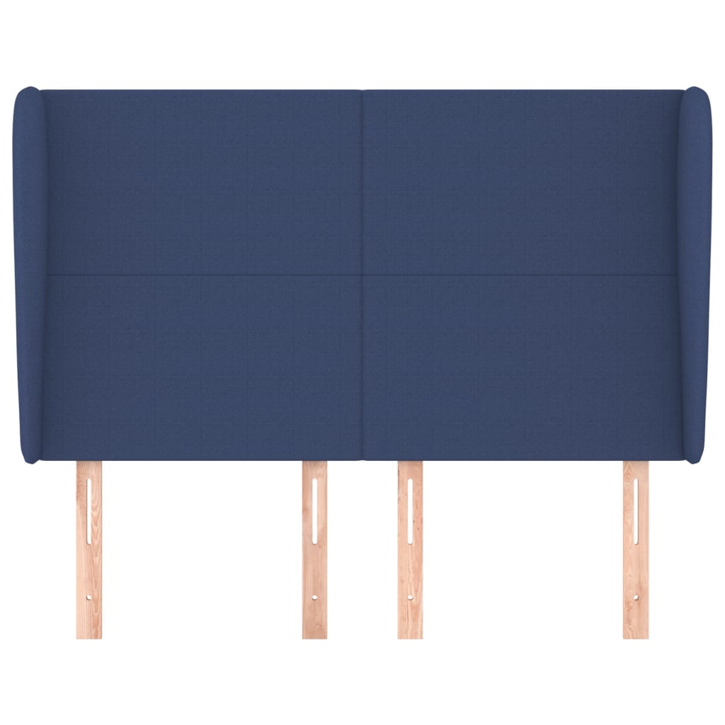 Hoofdbord met randen 147x23x118/128 cm stof blauw 147 x 23 x 118/128 cm Blauw