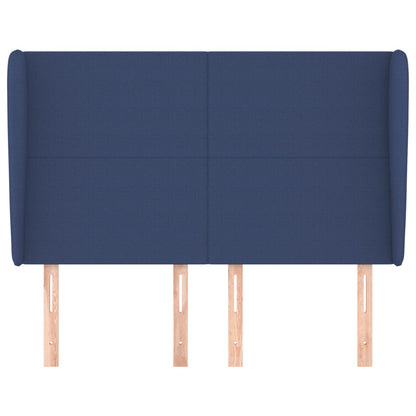 Hoofdbord met randen 147x23x118/128 cm stof blauw 147 x 23 x 118/128 cm Blauw