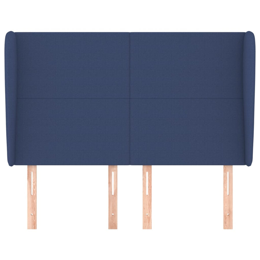 Hoofdbord met randen 147x23x118/128 cm stof blauw 147 x 23 x 118/128 cm Blauw