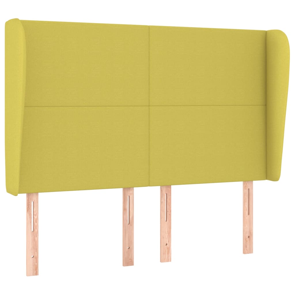 Hoofdbord Met Randen 147X23X118/128 Cm Stof Groen
