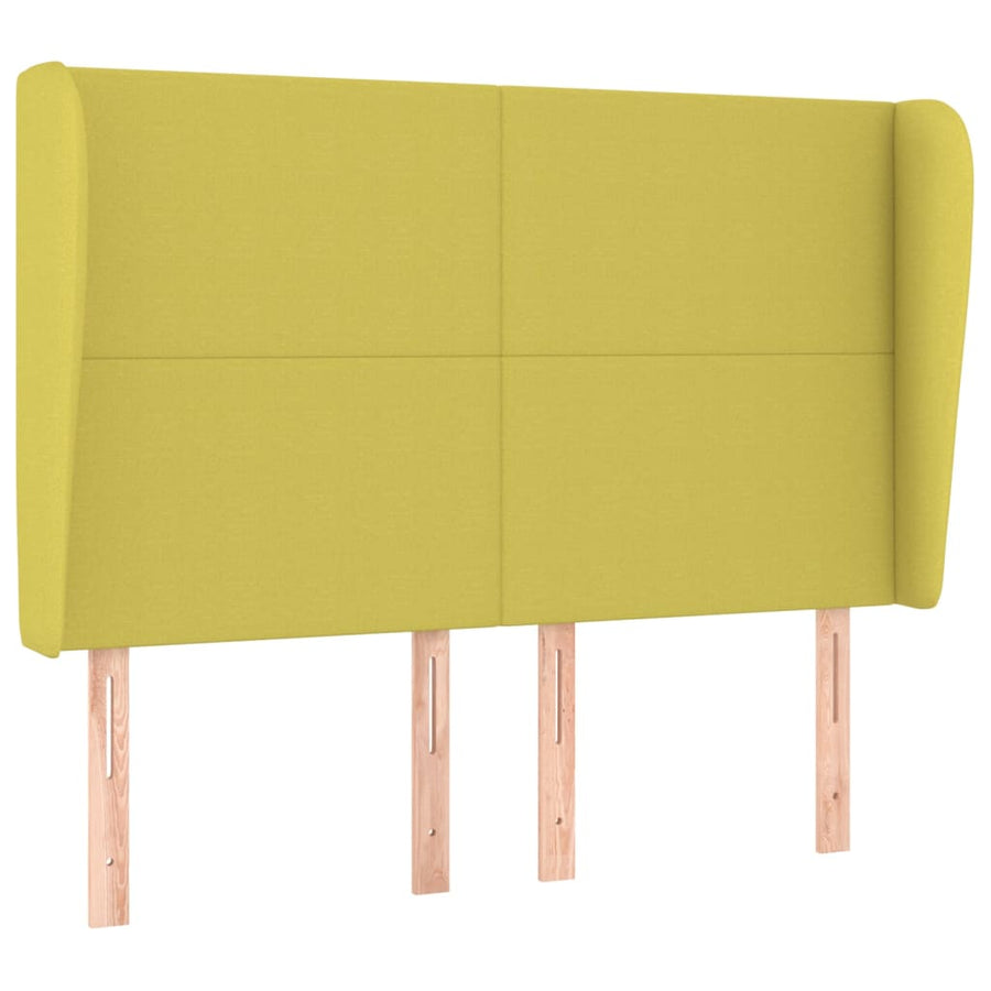 Hoofdbord Met Randen 147X23X118/128 Cm Stof Groen