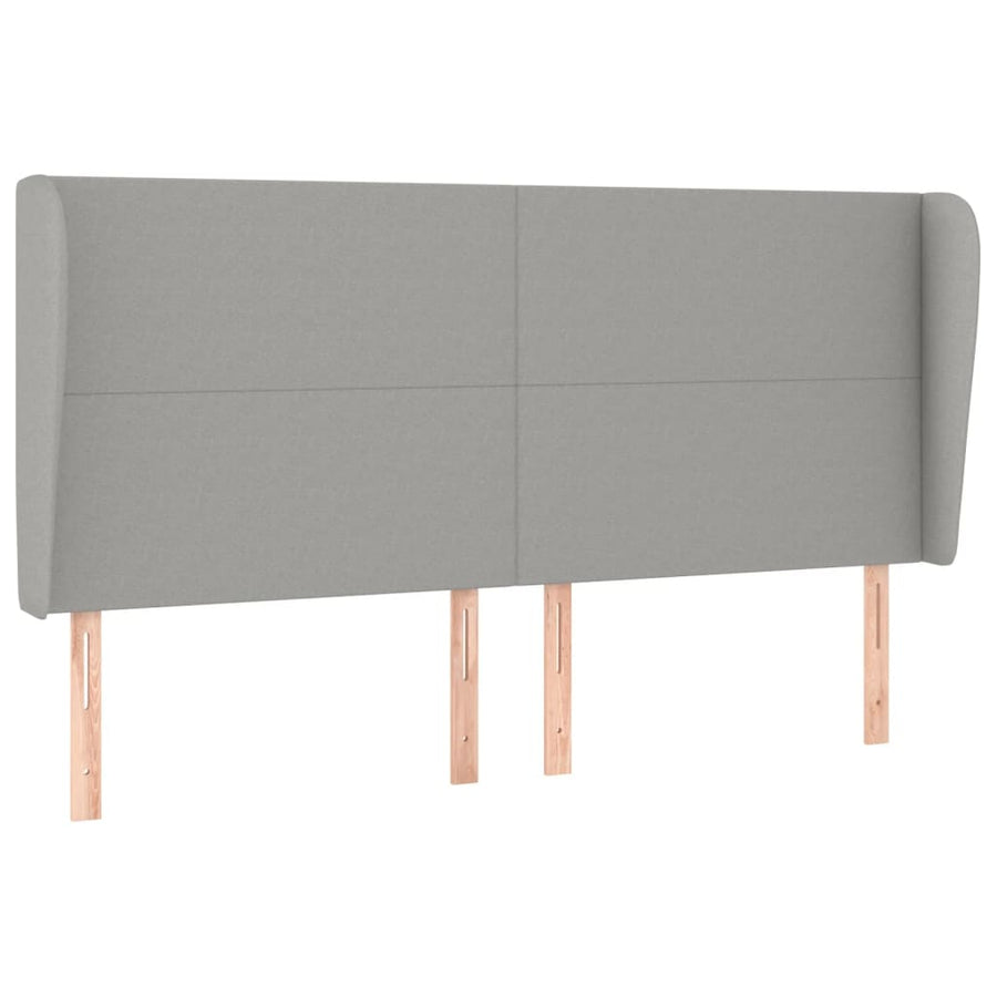Hoofdbord met randen 163x23x118/128 cm stof lichtgrijs 163 x 23 x 118/128 cm Lichtgrijs