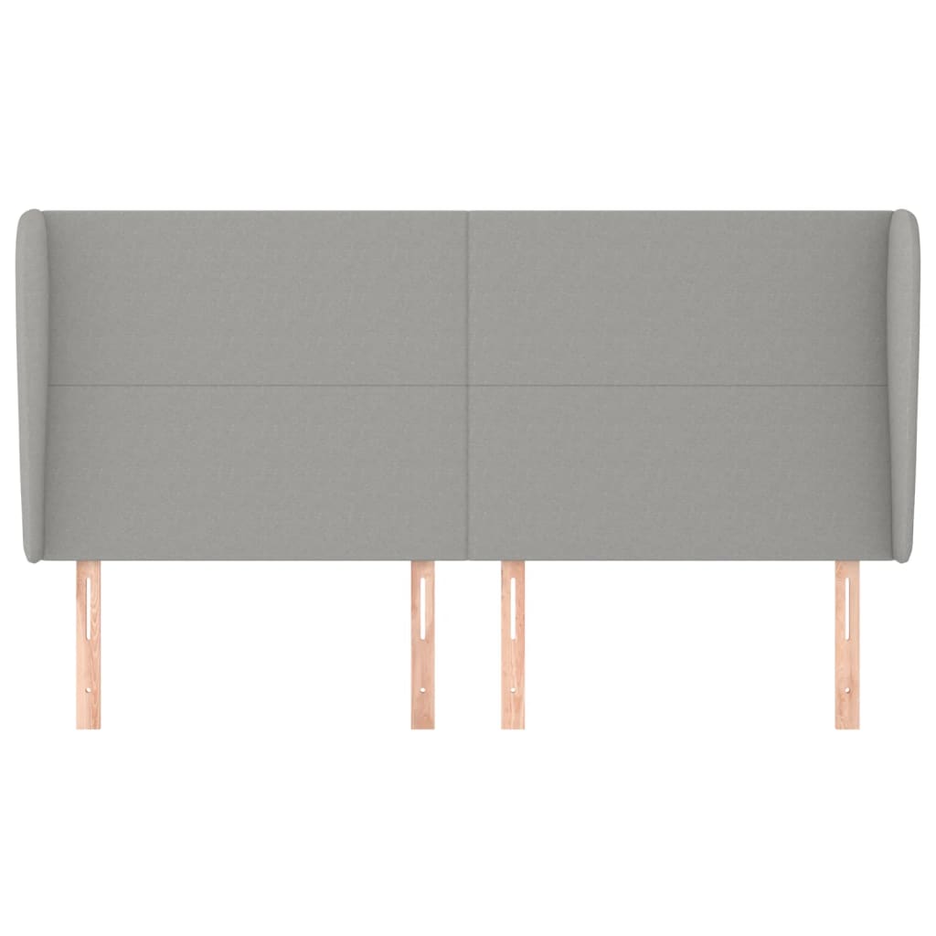 Hoofdbord met randen 163x23x118/128 cm stof lichtgrijs 163 x 23 x 118/128 cm Lichtgrijs