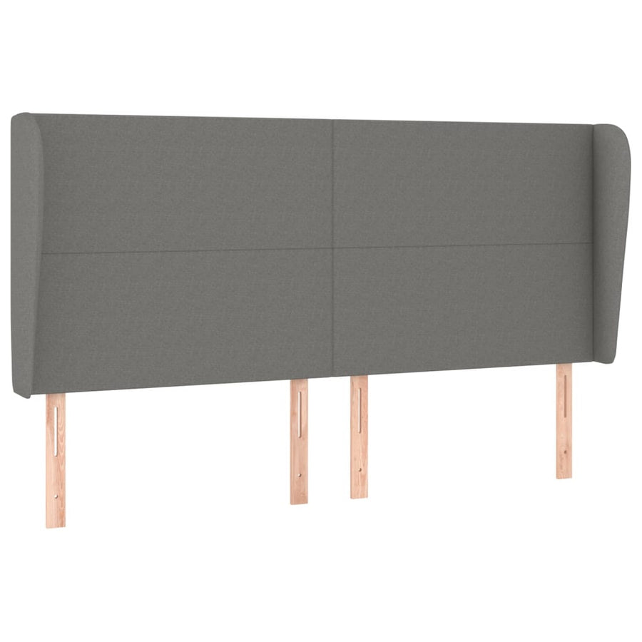 Hoofdbord Met Randen Stof 163 x 23 x 118/128 cm Donkergrijs
