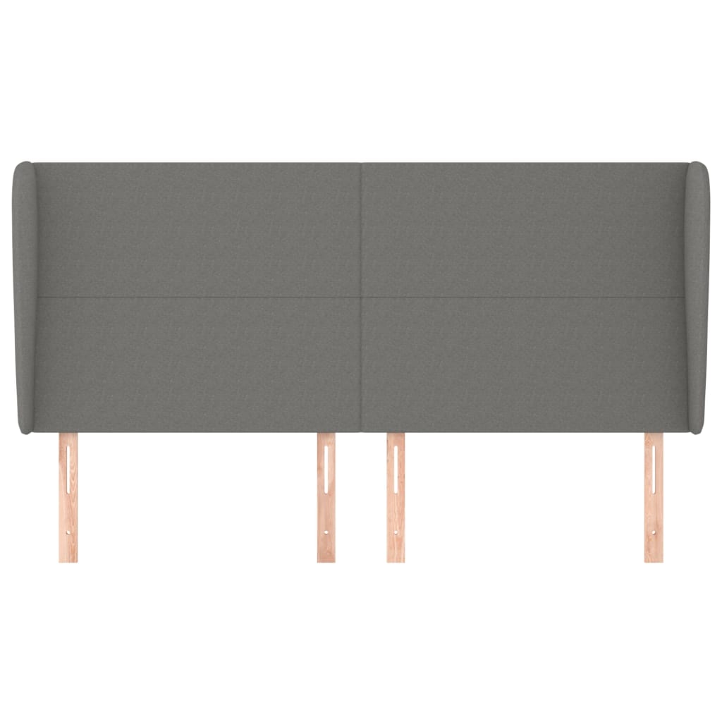 Hoofdbord Met Randen Stof 163 x 23 x 118/128 cm Donkergrijs