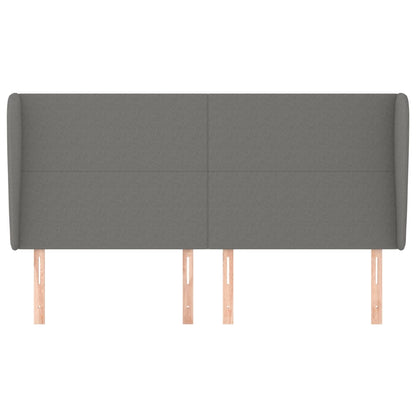 Hoofdbord Met Randen Stof 163 x 23 x 118/128 cm Donkergrijs