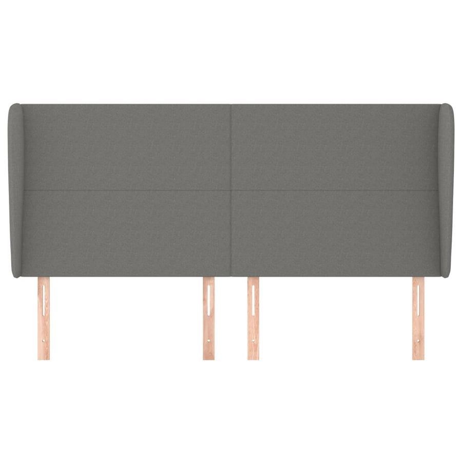 Hoofdbord Met Randen Stof 163 x 23 x 118/128 cm Donkergrijs