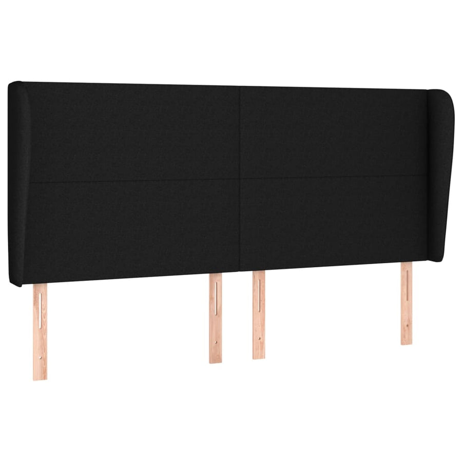 Hoofdbord Met Randen Stof 163 x 23 x 118/128 cm Zwart