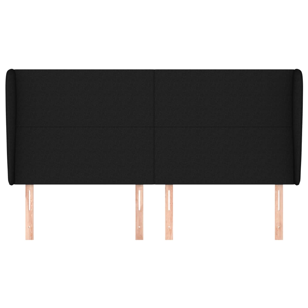 Hoofdbord Met Randen Stof 163 x 23 x 118/128 cm Zwart