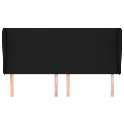 Hoofdbord Met Randen Stof 163 x 23 x 118/128 cm Zwart