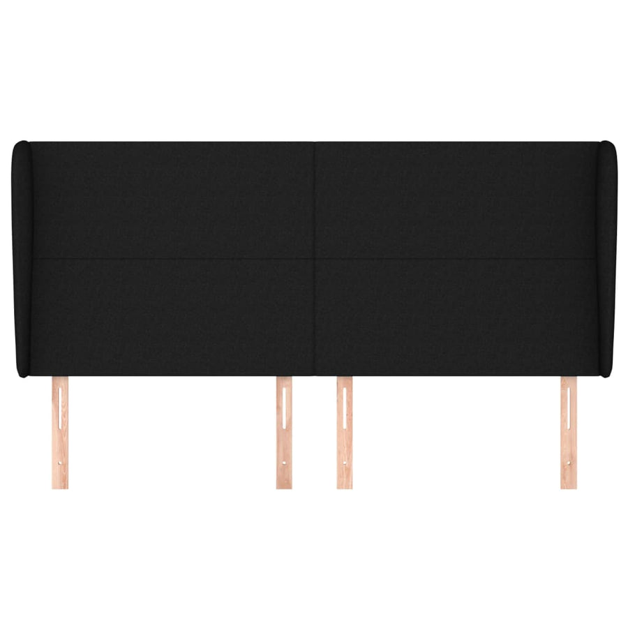 Hoofdbord Met Randen Stof 163 x 23 x 118/128 cm Zwart