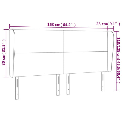 Hoofdbord Met Randen Stof 163 x 23 x 118/128 cm Zwart