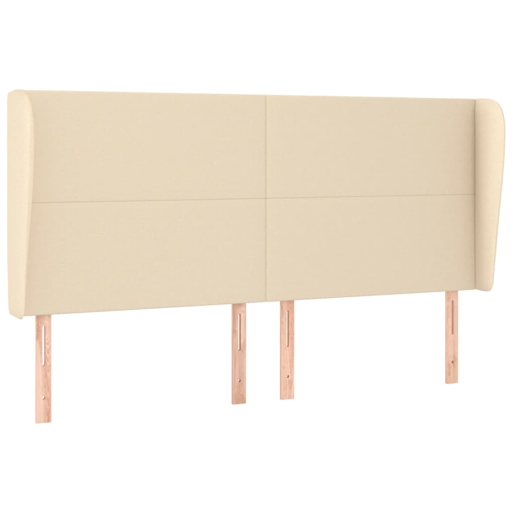 Hoofdbord met randen 163x23x118/128 cm stof crèmekleurig 163 x 23 x 118/128 cm Crème