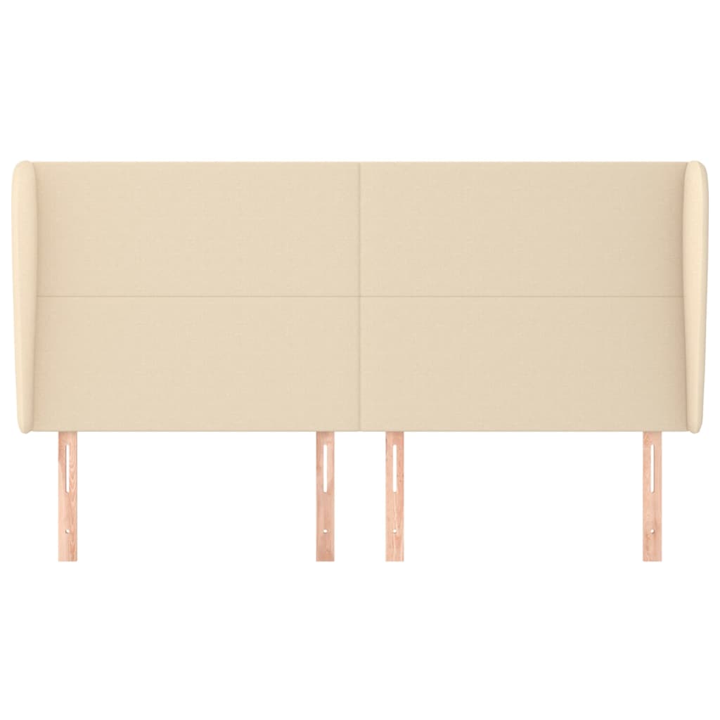 Hoofdbord met randen 163x23x118/128 cm stof crèmekleurig 163 x 23 x 118/128 cm Crème