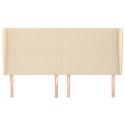 Hoofdbord met randen 163x23x118/128 cm stof crèmekleurig 163 x 23 x 118/128 cm Crème