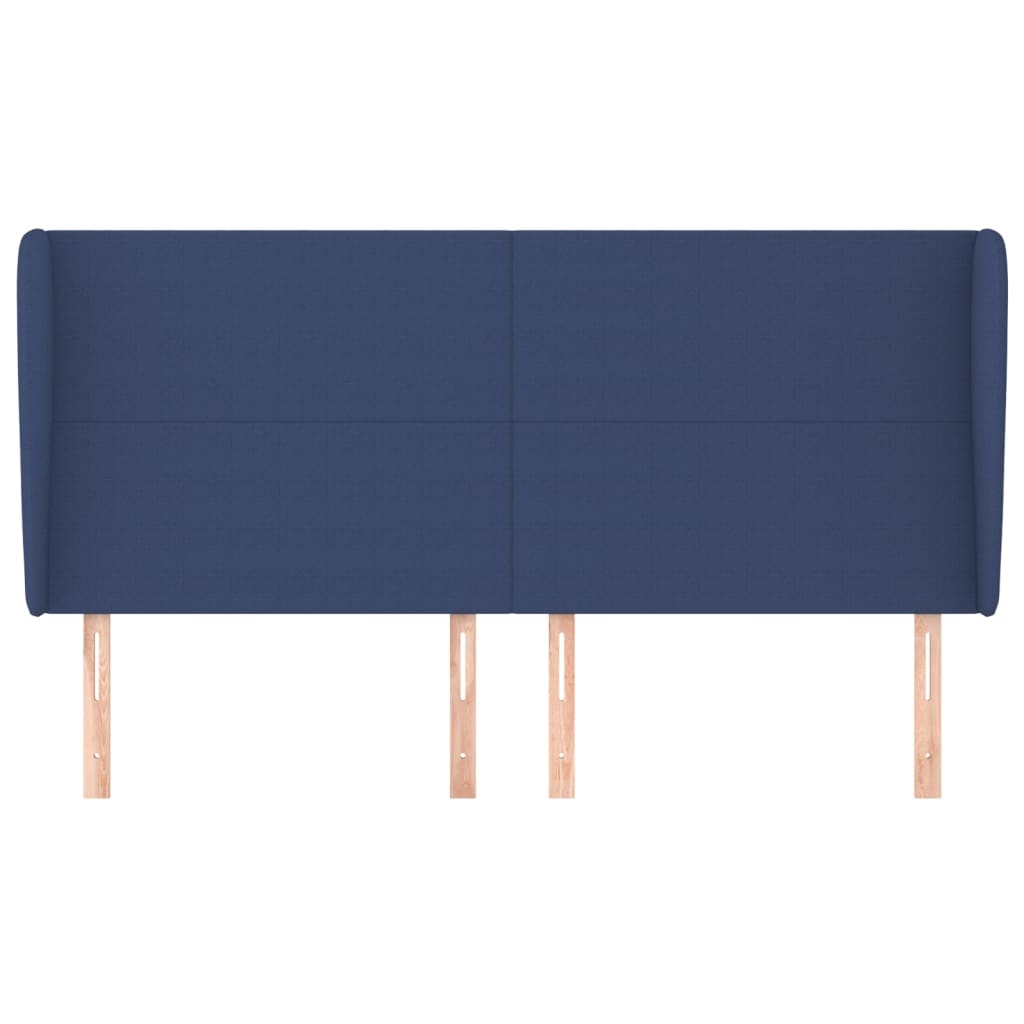 Hoofdbord Met Randen 163X23X118/128 Cm Stof Blauw 163 x 23 x 118/128 cm