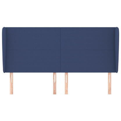 Hoofdbord Met Randen 163X23X118/128 Cm Stof Blauw 163 x 23 x 118/128 cm