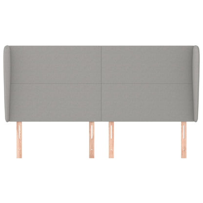 Hoofdbord met randen 183x23x118/128 cm stof lichtgrijs 183 x 23 x 118/128 cm Lichtgrijs