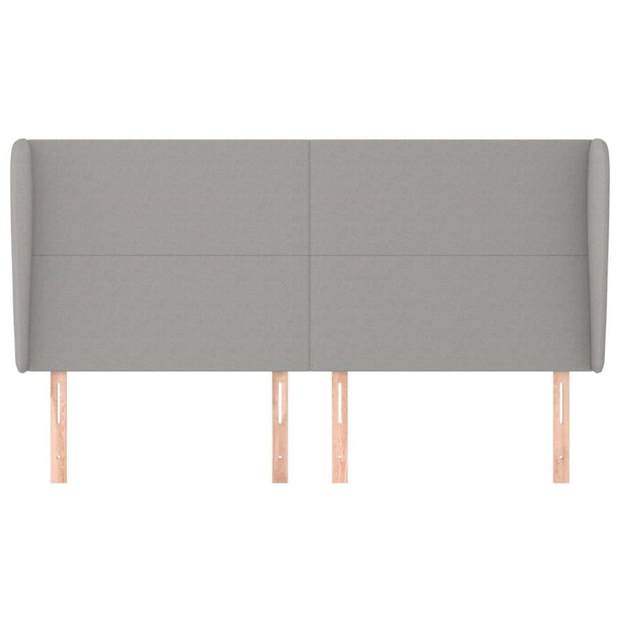 Hoofdbord met randen 183x23x118/128 cm stof lichtgrijs 183 x 23 x 118/128 cm Lichtgrijs
