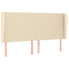 Hoofdbord met randen 183x23x118/128 cm stof crèmekleurig 183 x 23 x 118/128 cm Crème