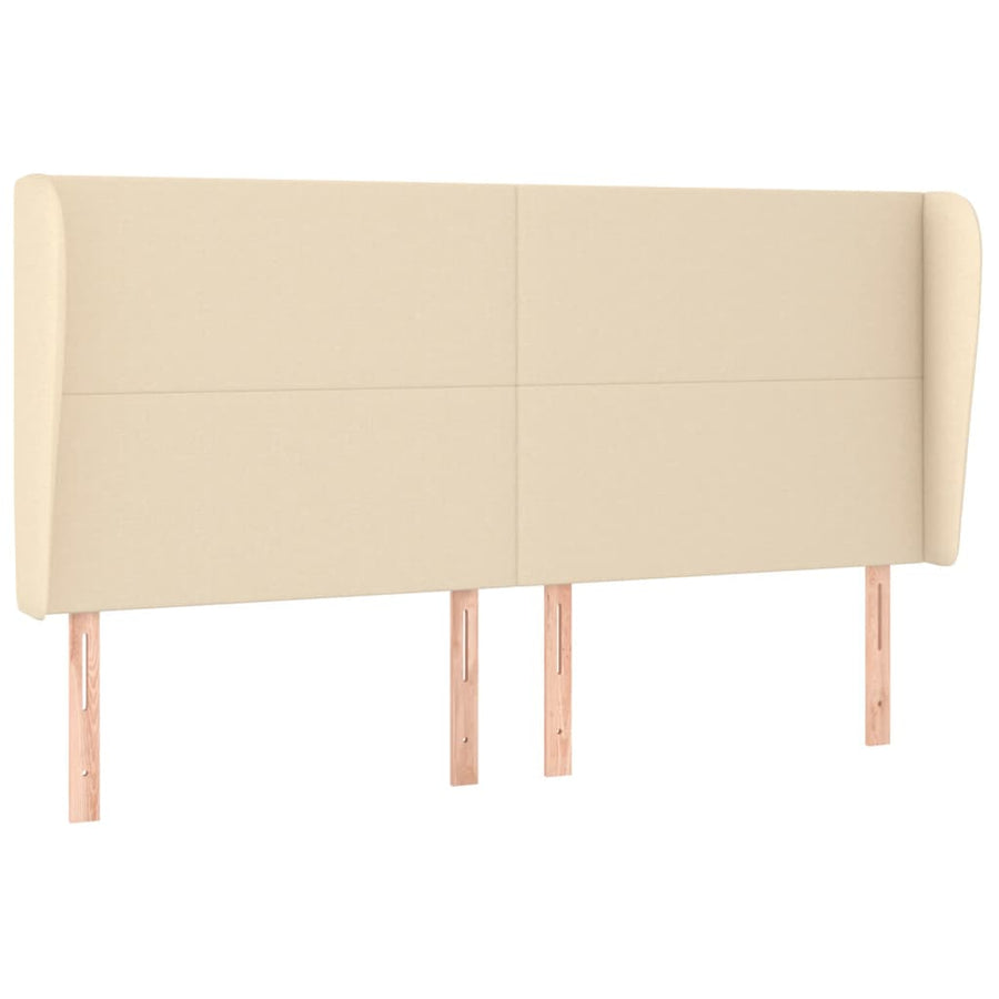Hoofdbord met randen 183x23x118/128 cm stof crèmekleurig 183 x 23 x 118/128 cm Crème