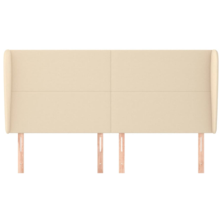 Hoofdbord met randen 183x23x118/128 cm stof crèmekleurig 183 x 23 x 118/128 cm Crème