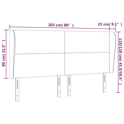 Hoofdbord met randen 203x23x118/128 cm stof lichtgrijs 203 x 23 x 118/128 cm Lichtgrijs