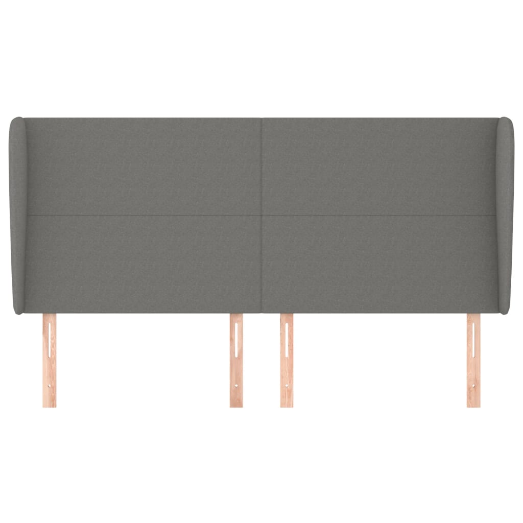 Hoofdbord met randen 203x23x118/128 cm stof donkergrijs 203 x 23 x 118/128 cm Donkergrijs