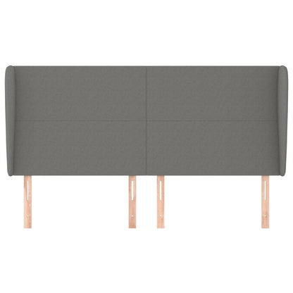 Hoofdbord met randen 203x23x118/128 cm stof donkergrijs 203 x 23 x 118/128 cm Donkergrijs