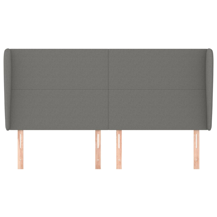 Hoofdbord met randen 203x23x118/128 cm stof donkergrijs 203 x 23 x 118/128 cm Donkergrijs