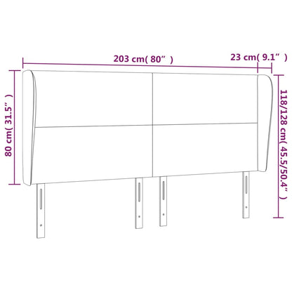 Hoofdbord met randen 203x23x118/128 cm stof donkergrijs 203 x 23 x 118/128 cm Donkergrijs