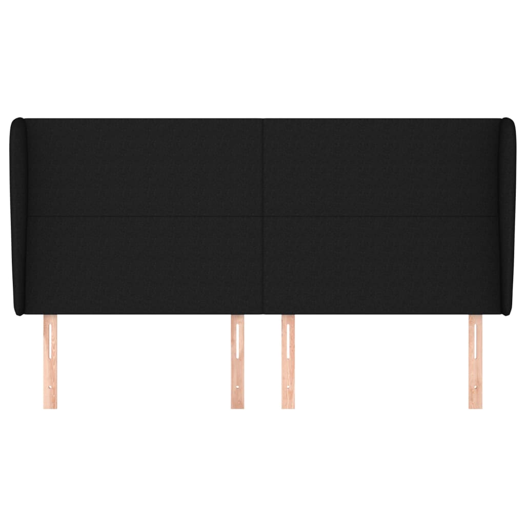Hoofdbord met randen 203x23x118/128 cm stof zwart 203 x 23 x 118/128 cm Zwart